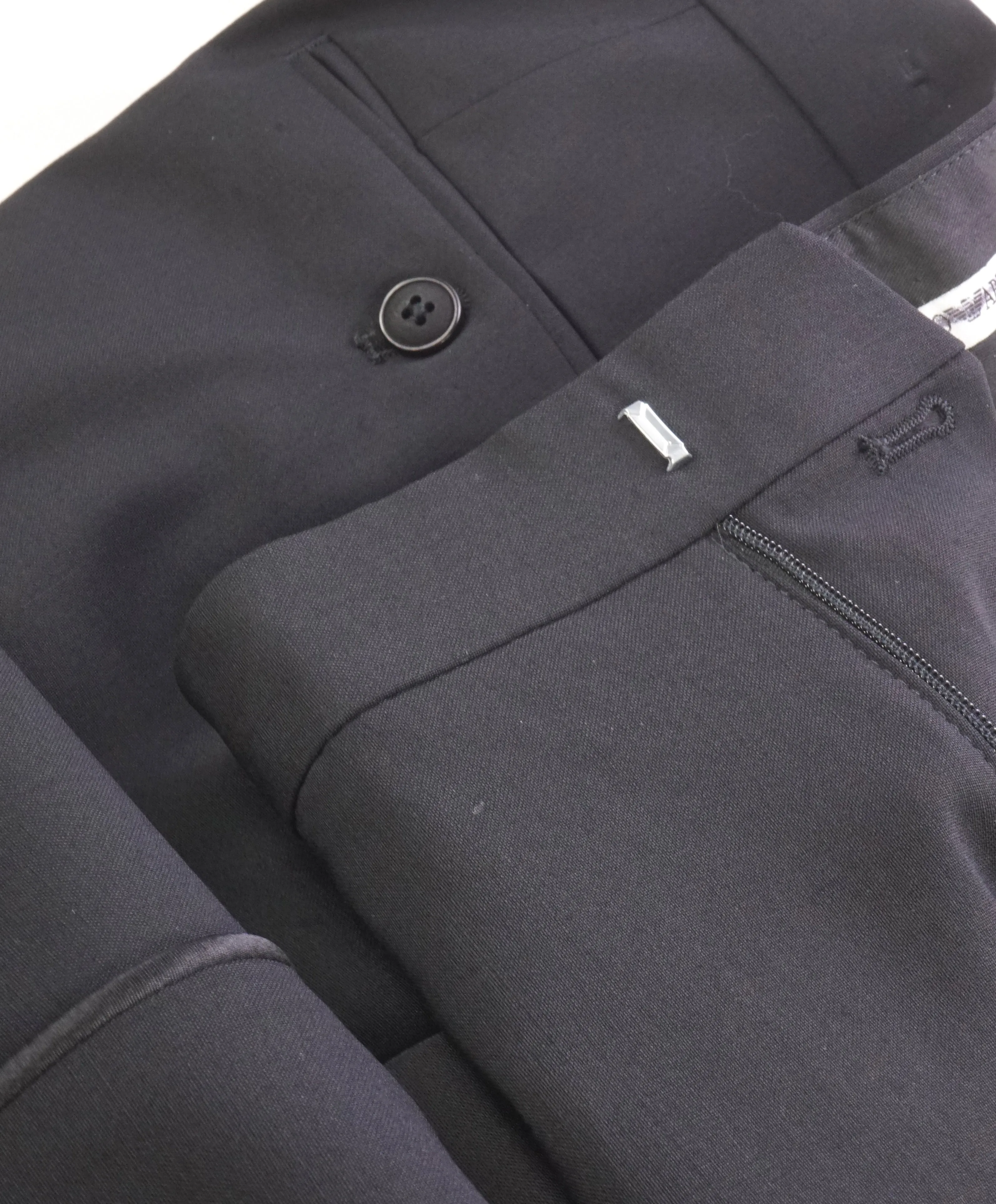 EMPORIO ARMANI - Black *Closet Staple* Flat Front Tuxedo Dinner Pants - 32W (48 EU)