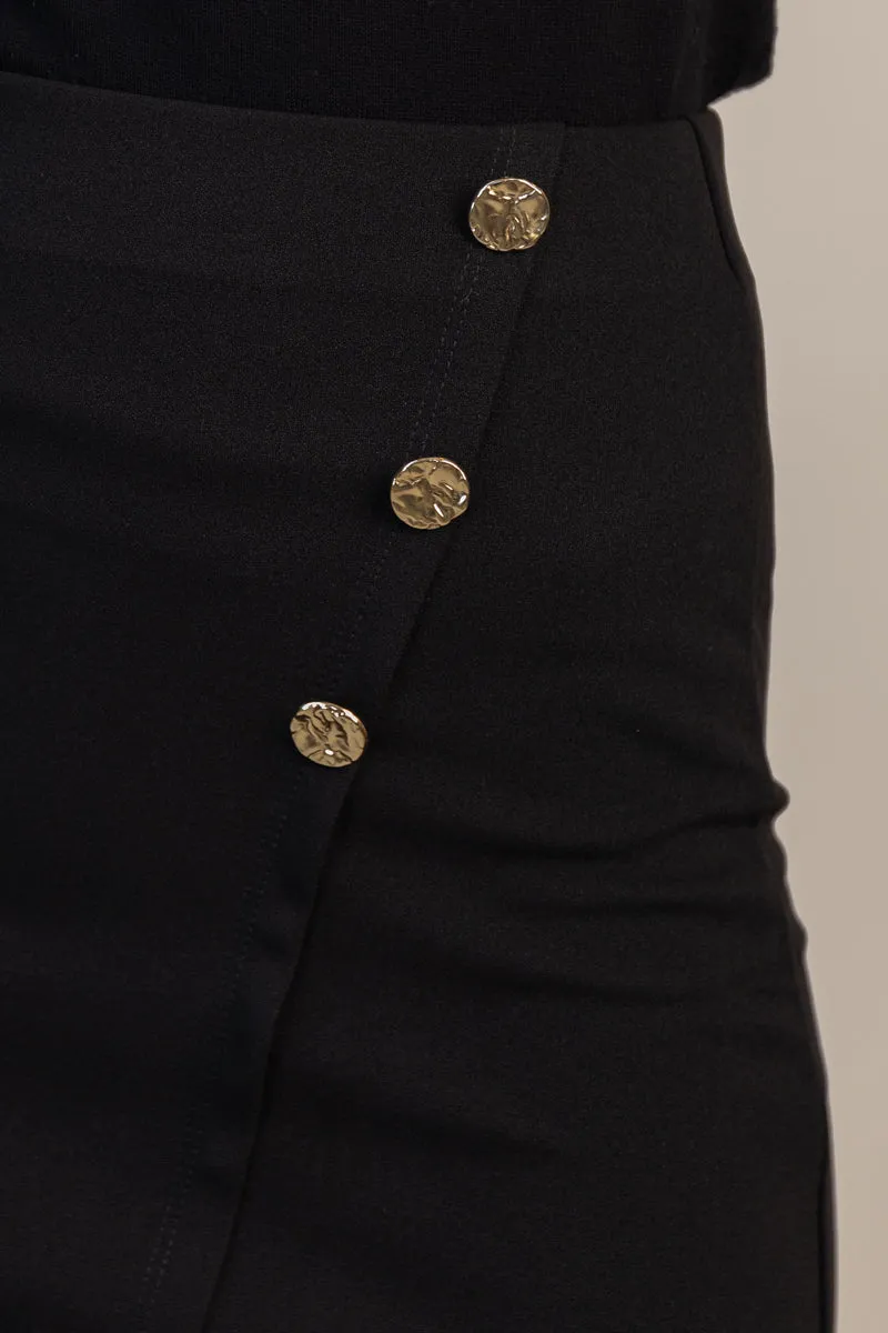 Enge Short Black Buttoned Skirt