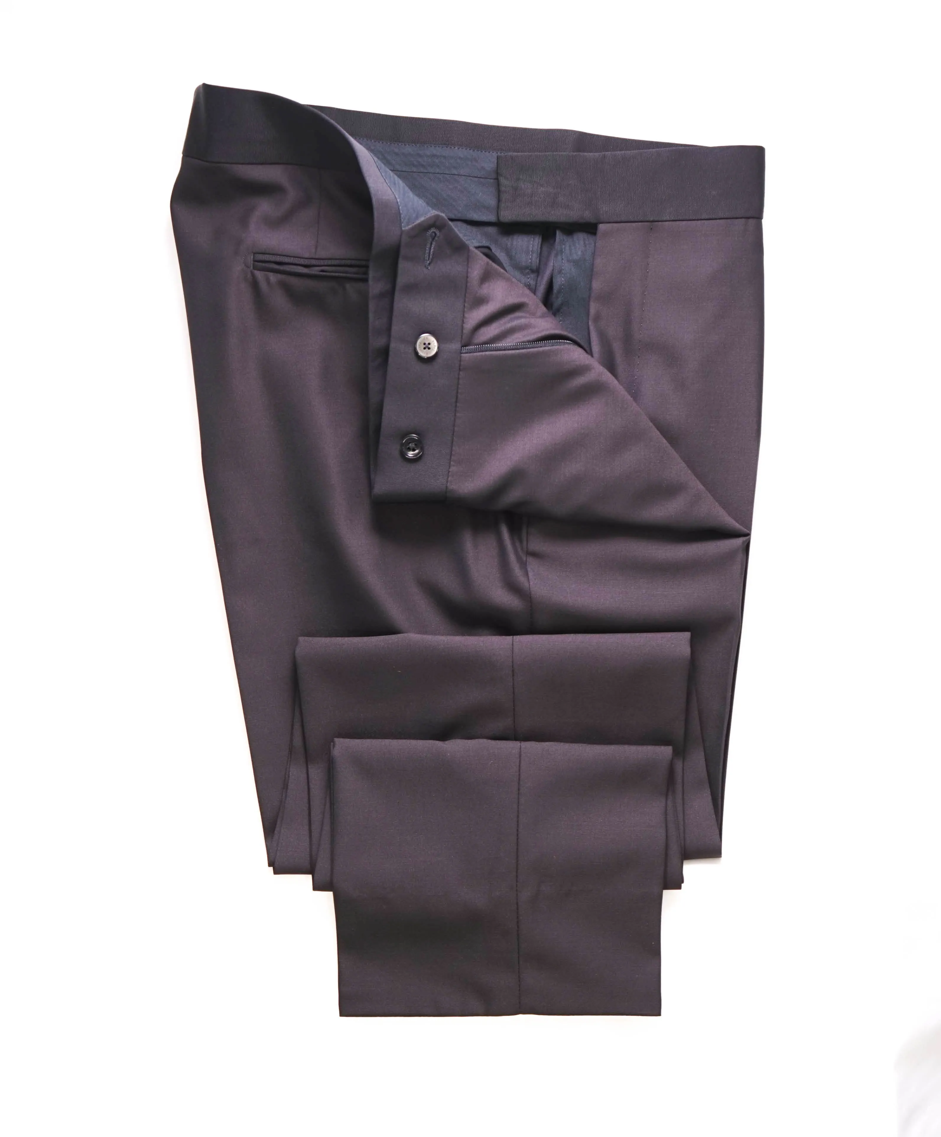 ERMENEGILDO ZEGNA - Brown/Burgundy SILK Tuxedo Dinner Pants - 36W (54EU)