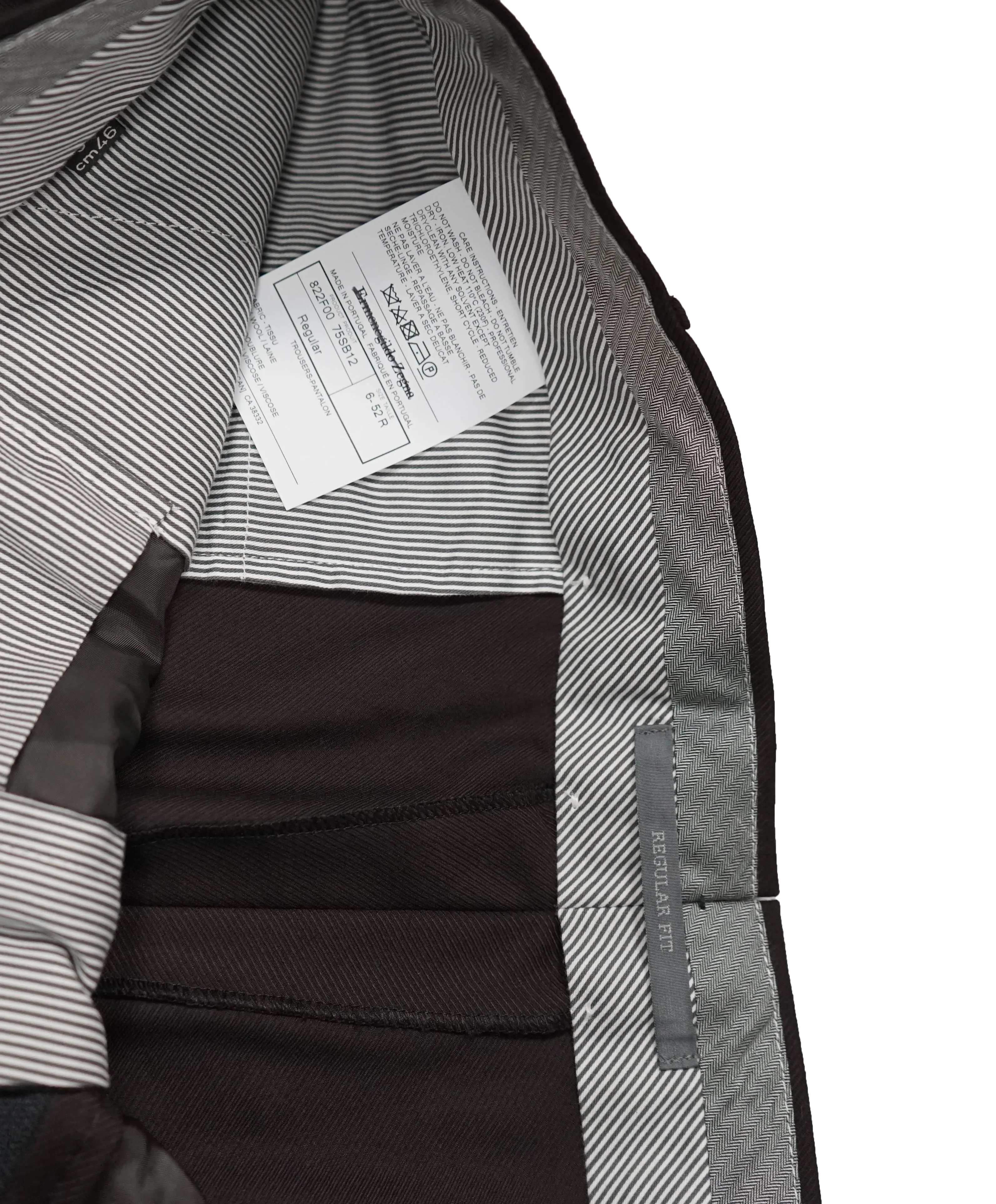 ERMENEGILDO ZEGNA - Coco "TROFEO" Brown Diagonal Weave Flat Front Wool Trousers  - 36W