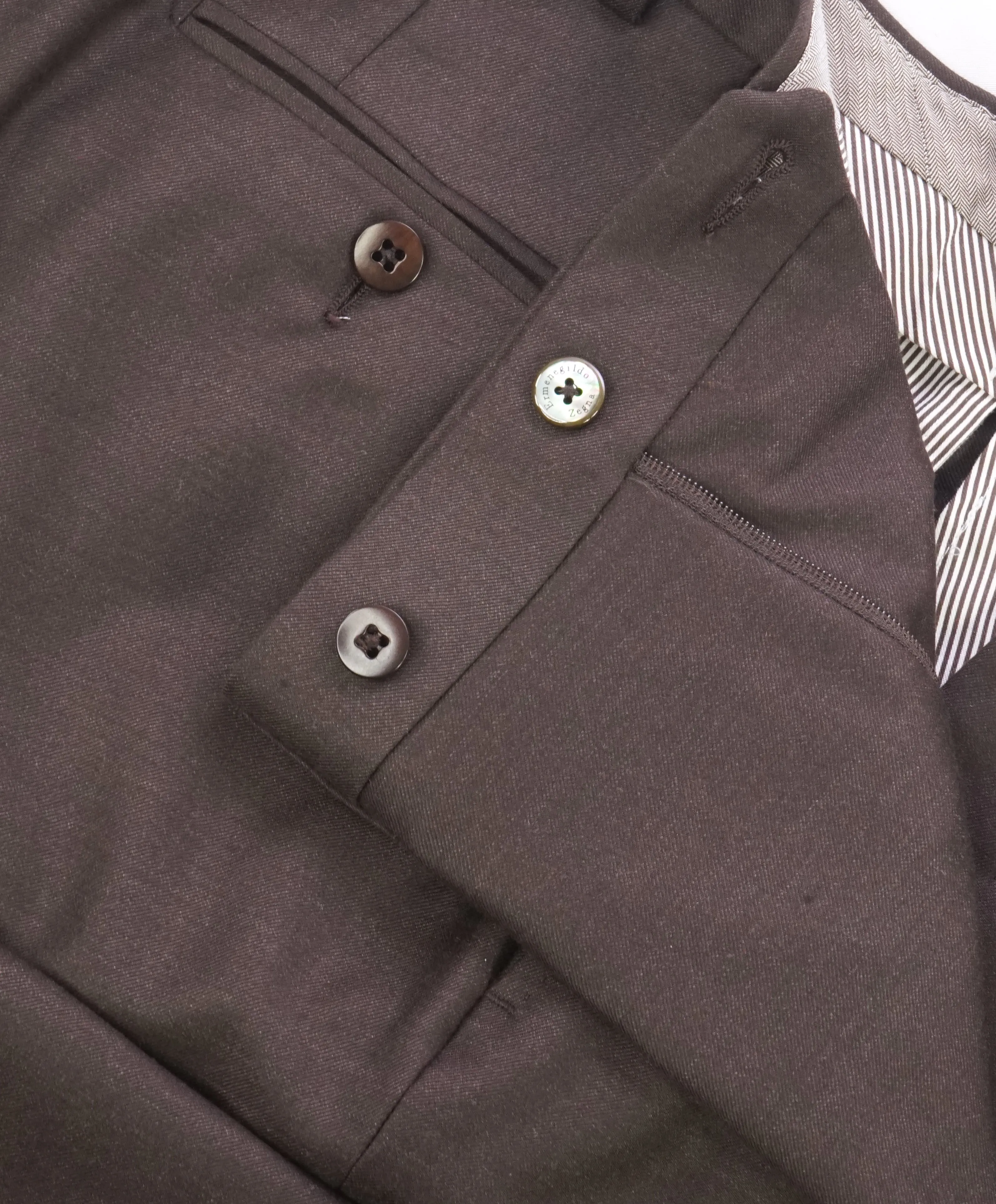 ERMENEGILDO ZEGNA - "628F13" Regular Brown Premium Dress Pants - 36W (52EU)