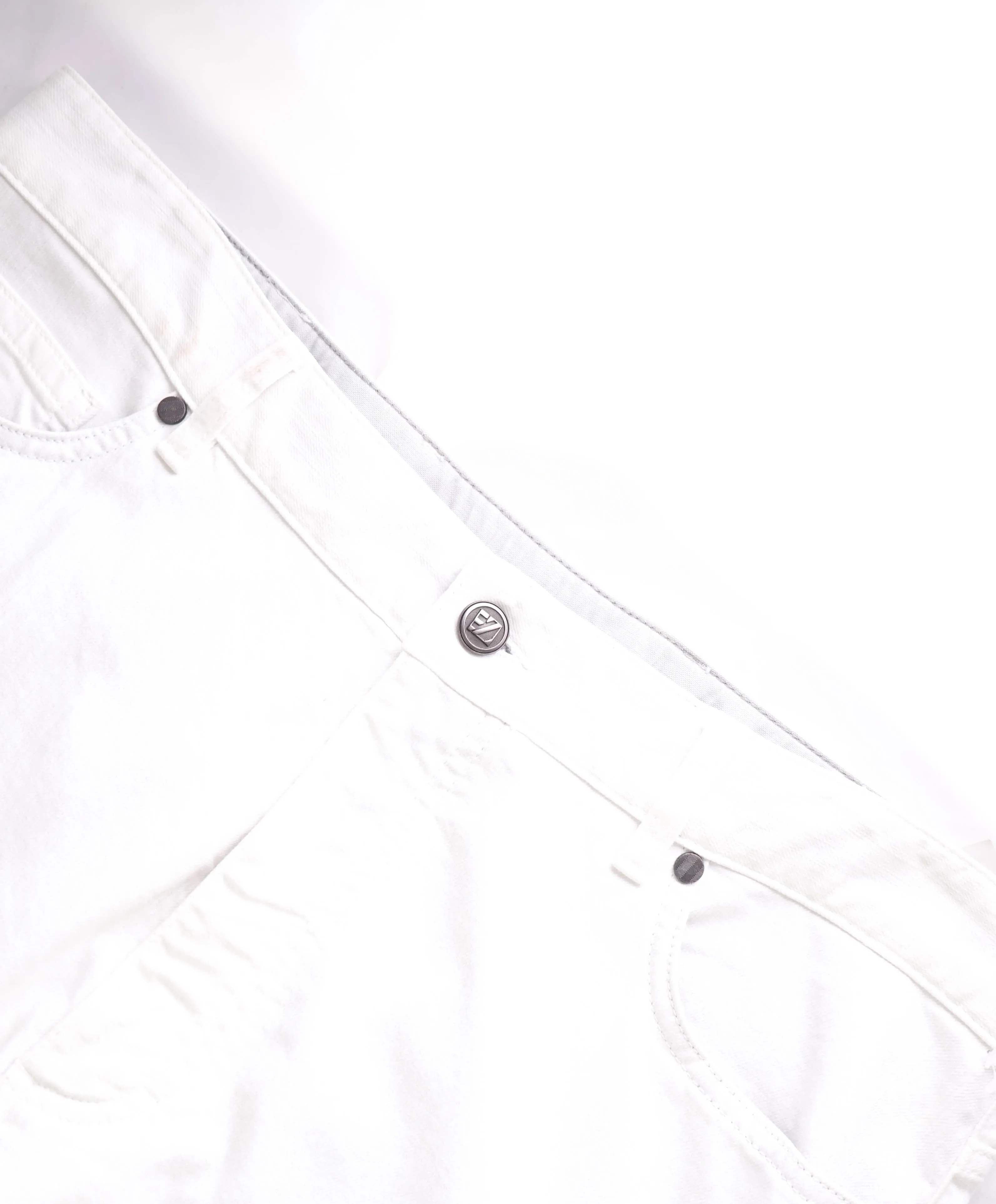 ERMENEGILDO ZEGNA - White 5-Pocket Jeans Logo Detailing  - 36W