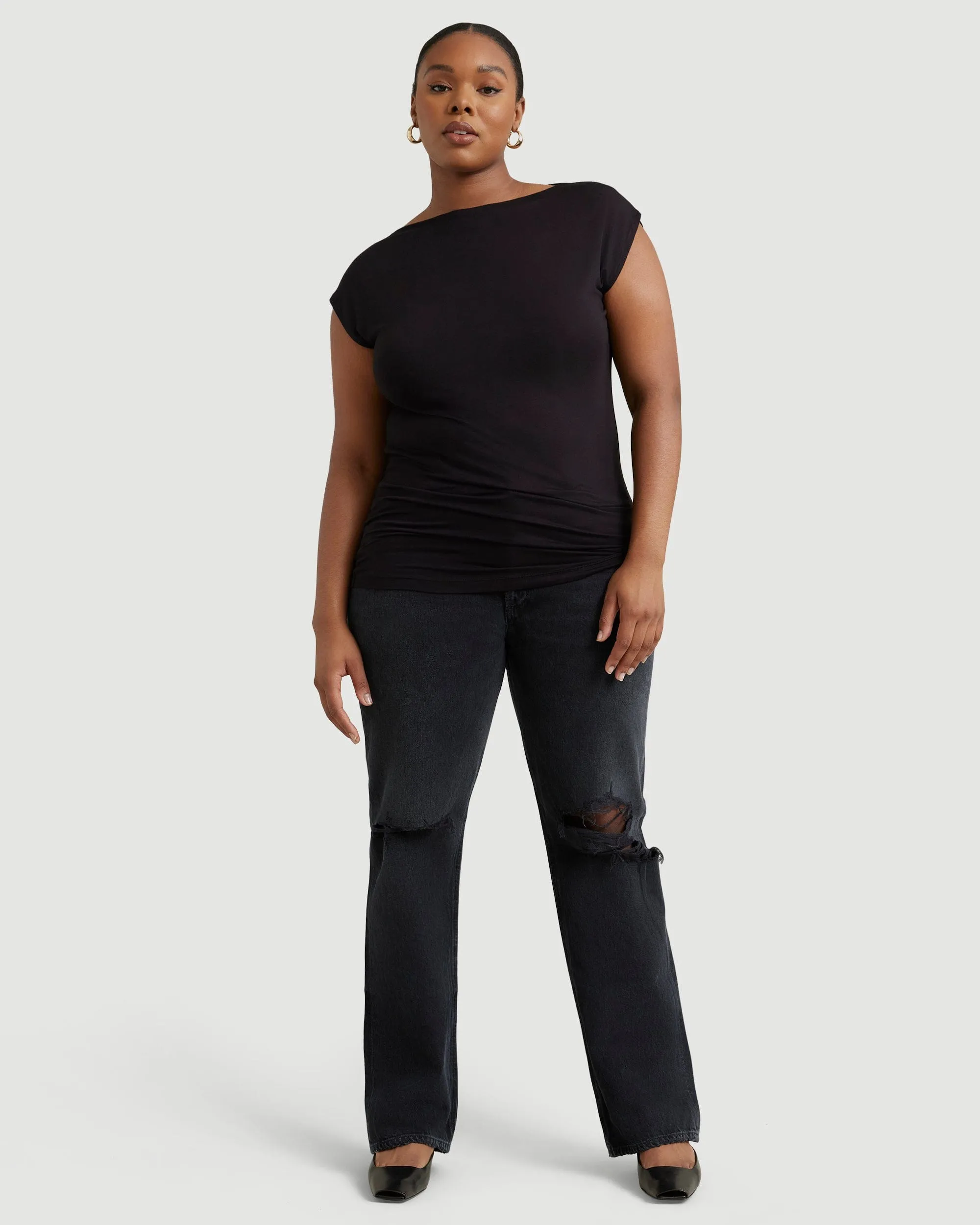Esme Sleeveless Slit-Neck Tank
