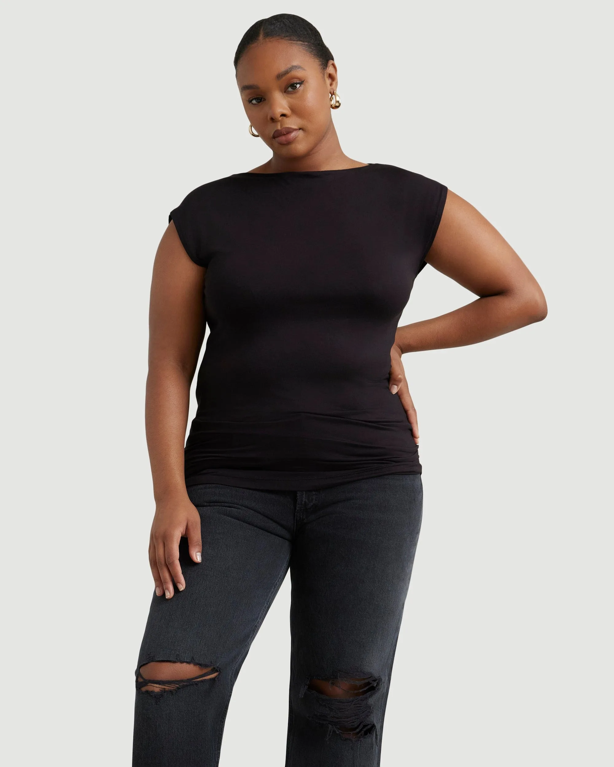 Esme Sleeveless Slit-Neck Tank