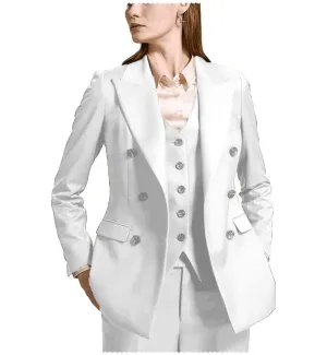 Fashion Flat Peak Lapel 3 Pieces Women Suit (Blazer vest Pants)