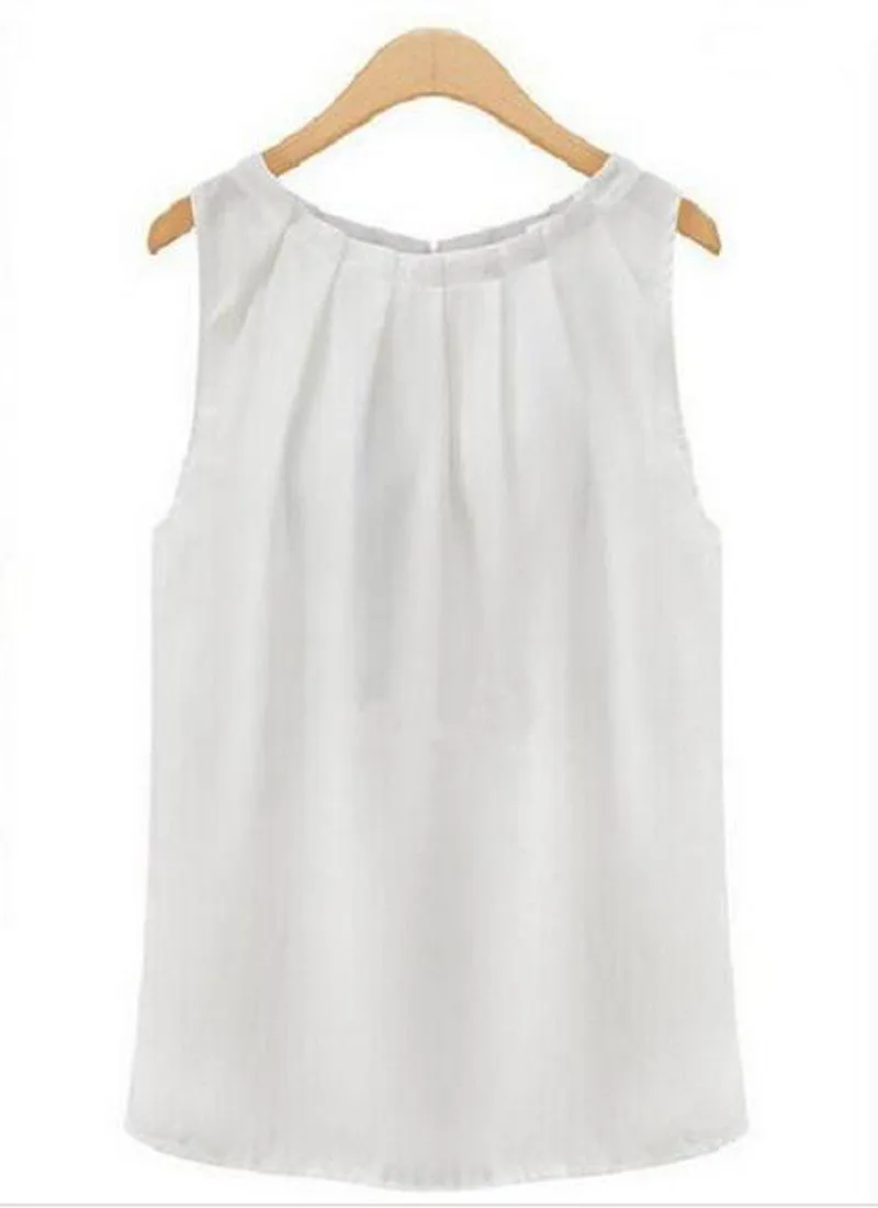 Fashion Sleeveless Vest Black White Chiffon Blouses Tank Tops Crop Tops For Ladies Woman SW584_L