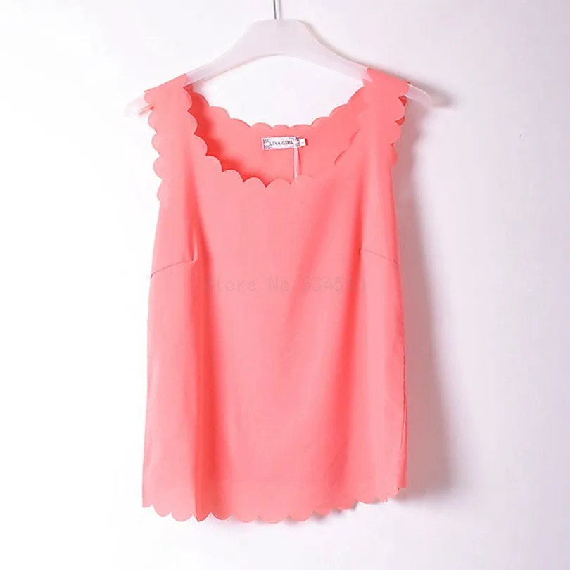 Fashion wave Neck Plus Size Chiffon Shirt For Women'S Blouse Tops Office Shirts Blouses Clothes