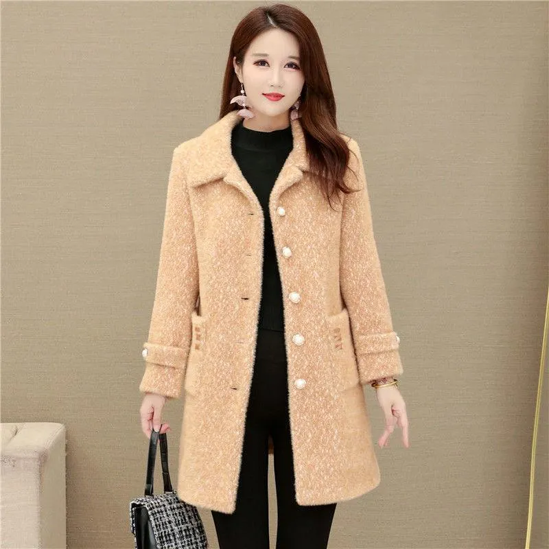 Fashionable and Elegant Women's Cotton-padded Coat In Winter Long Thick and Warm Fur Coat with Large Fur Collar