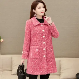 Fashionable and Elegant Women's Cotton-padded Coat In Winter Long Thick and Warm Fur Coat with Large Fur Collar