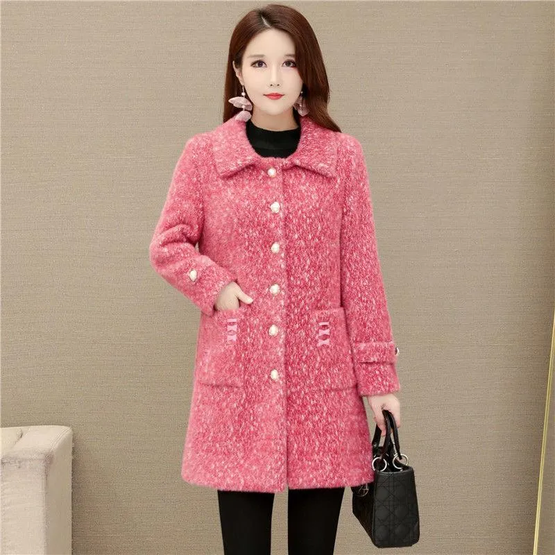 Fashionable and Elegant Women's Cotton-padded Coat In Winter Long Thick and Warm Fur Coat with Large Fur Collar