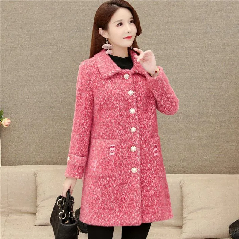 Fashionable and Elegant Women's Cotton-padded Coat In Winter Long Thick and Warm Fur Coat with Large Fur Collar