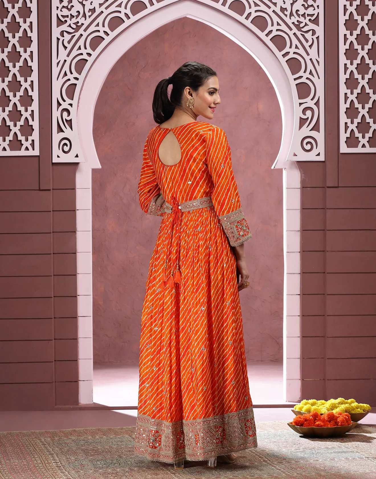 Fiery Grace Leheriya Printed Festive Anarkali Suit