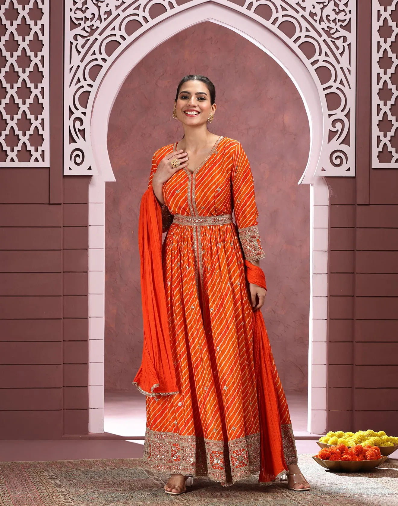 Fiery Grace Leheriya Printed Festive Anarkali Suit