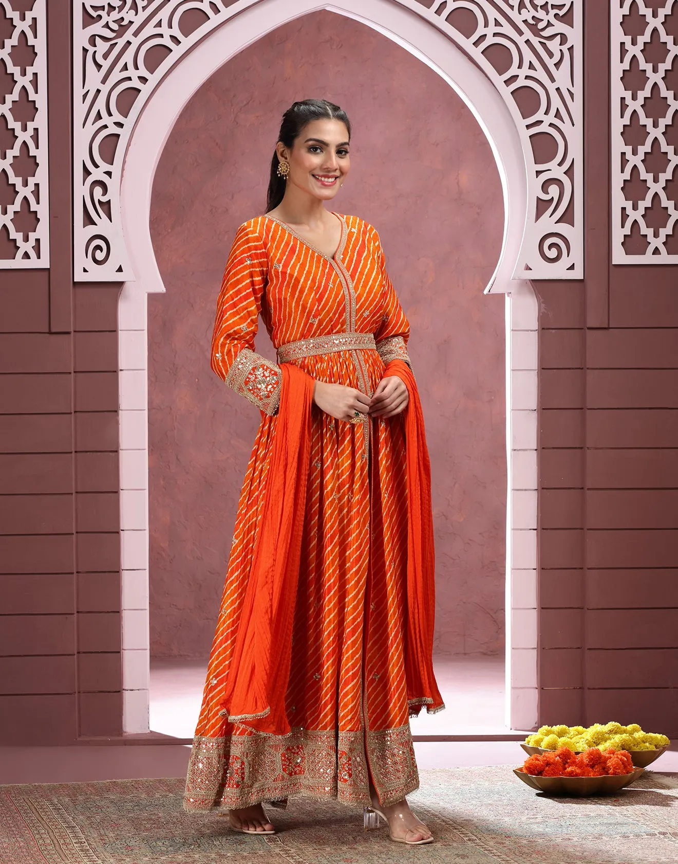 Fiery Grace Leheriya Printed Festive Anarkali Suit