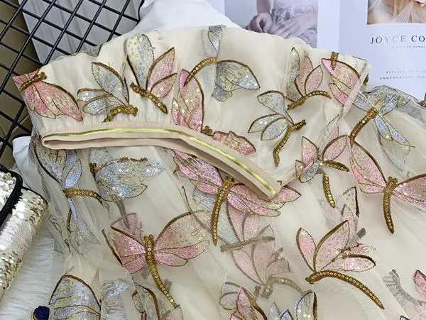 Floral Embroidery Pleated Skirts Female CODE: KAR745