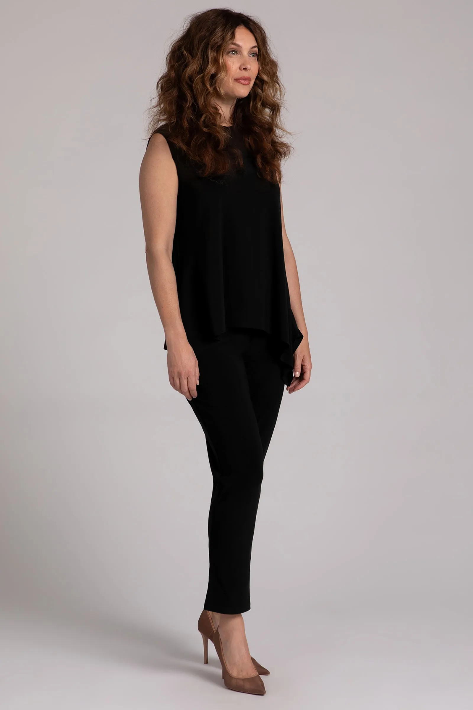 Flounce Muscle Top with Drop Hem