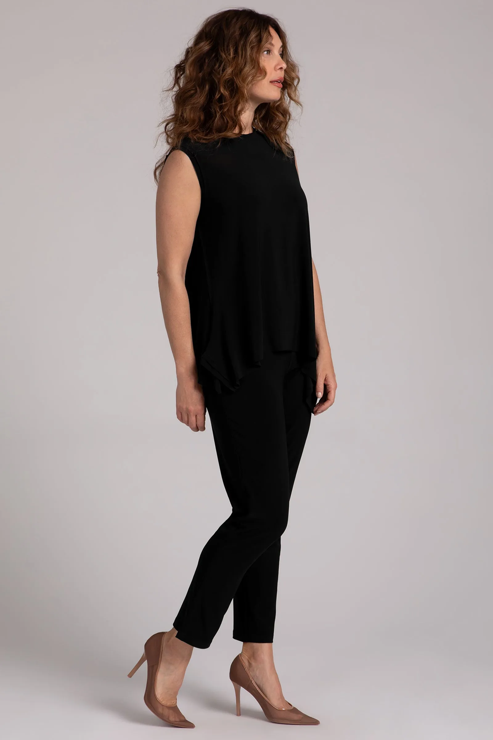 Flounce Muscle Top with Drop Hem