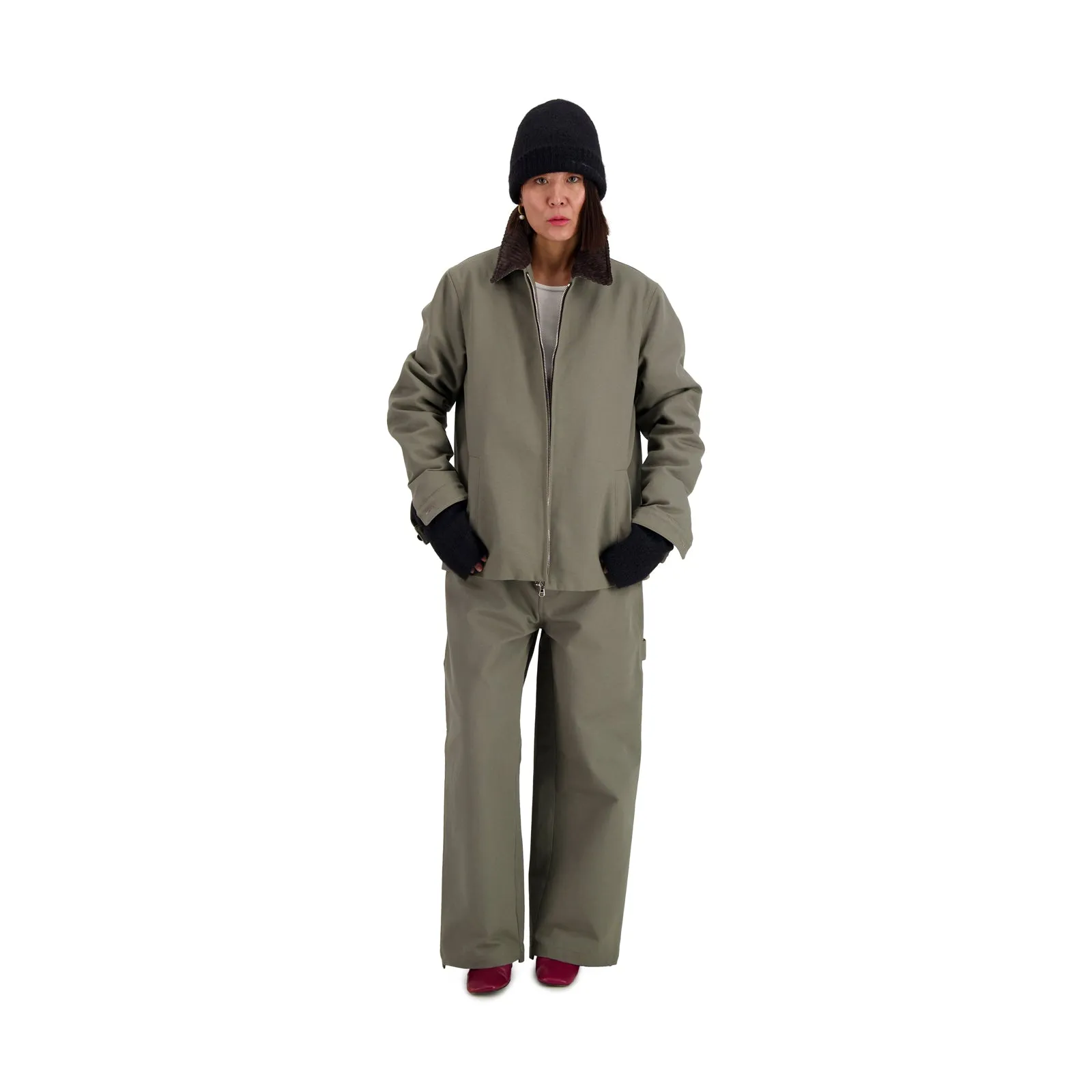Frankie Cotton Straight Leg Workwear Trousers Weimaraner Grey