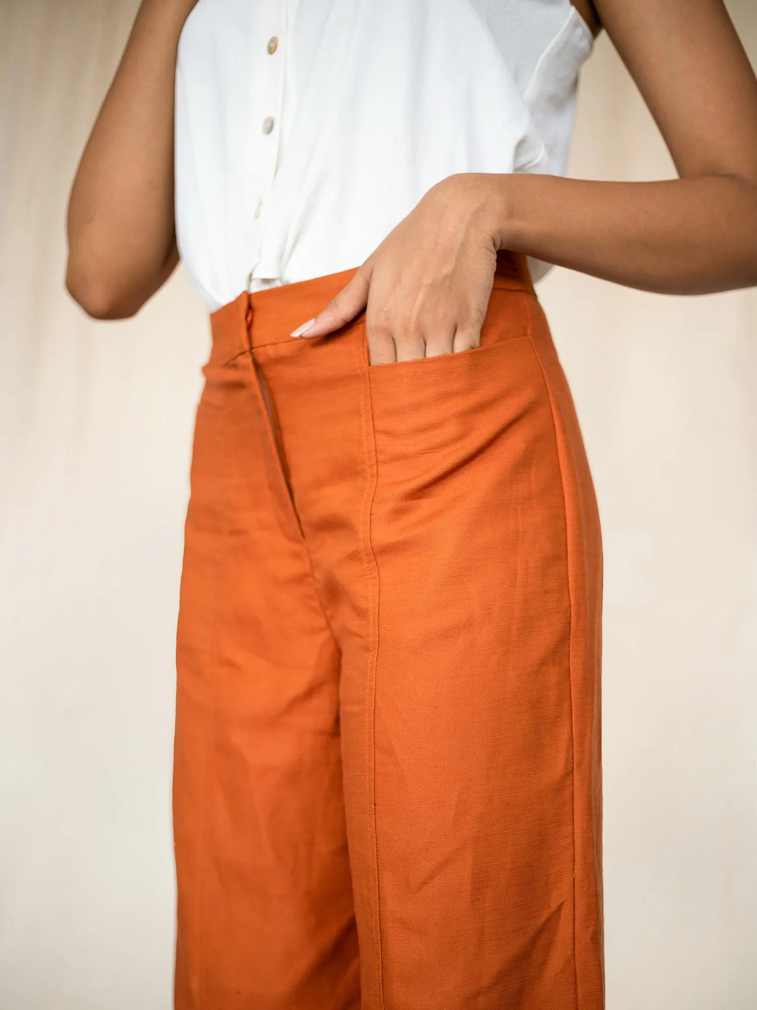 Front Seam Detail Straight Leg Pant