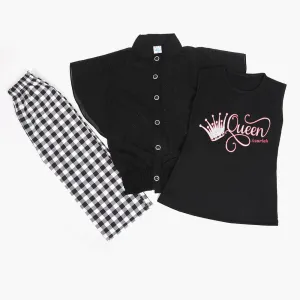 Girls Half Sleeves Pant Suit - Black