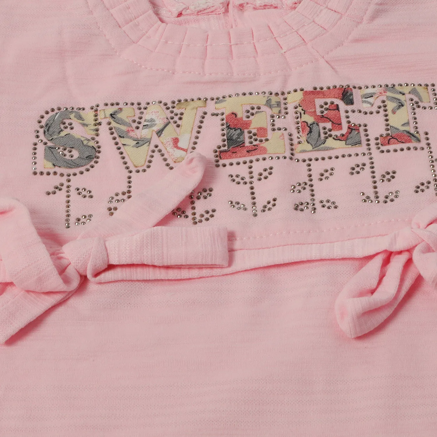 Girls Half Sleeves Skirt Suit - Pink