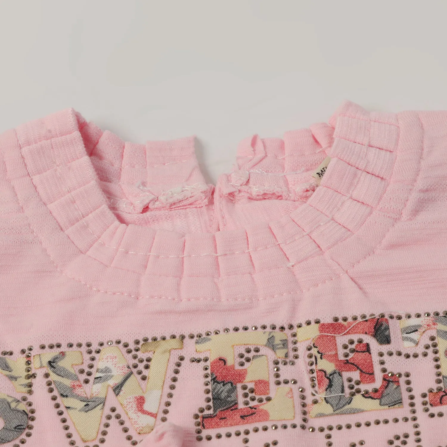 Girls Half Sleeves Skirt Suit - Pink