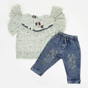 Girls Pant Suit - Cyan