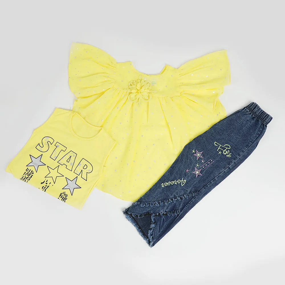 Girls Pant Suit - Lemon