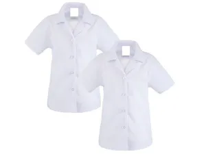 Girls White SS Revere Blouse 2 Pack