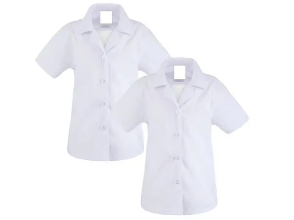 Girls White SS Revere Blouse 2 Pack