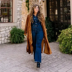 Going Far Crushed Velvet Maxi Coat - FINAL SALE