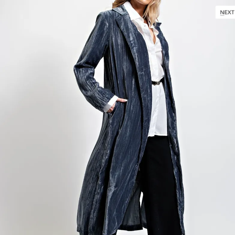 Going Far Crushed Velvet Maxi Coat - FINAL SALE