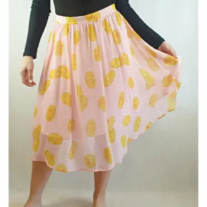 Gorman 100% silk pink sheer (with slip) skirt with coin print size 12