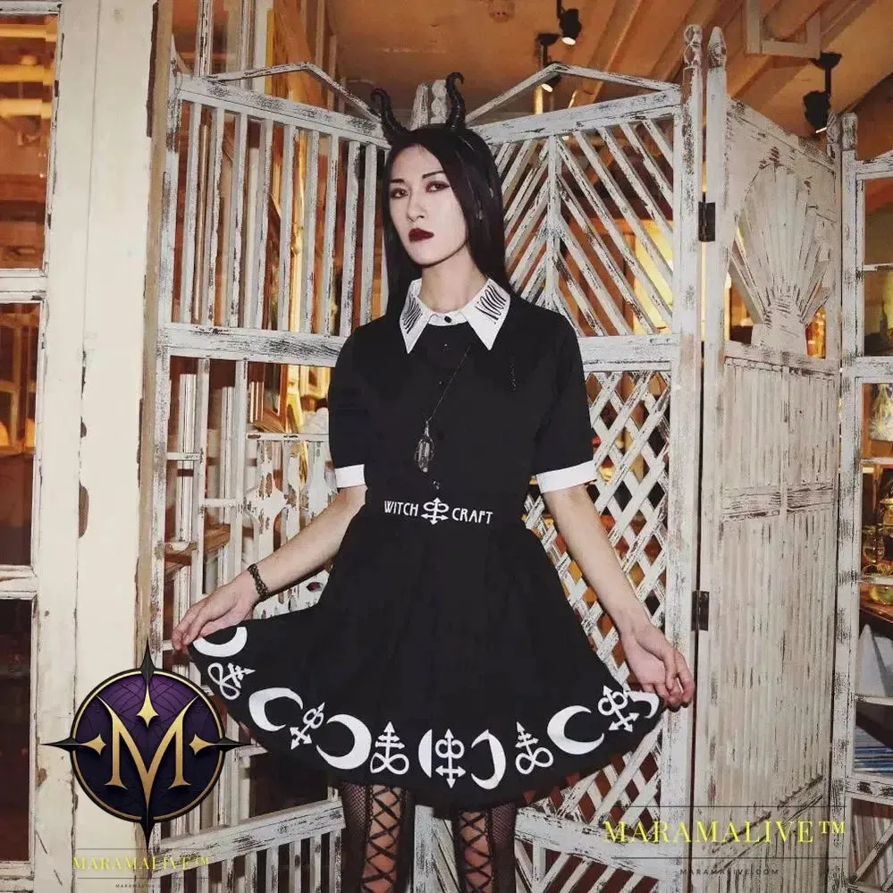 Gothic Moon Print Skirt | Unique Moon Skirt for Women