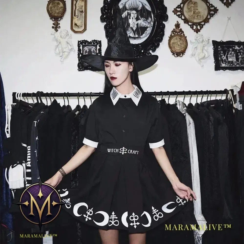 Gothic Moon Print Skirt | Unique Moon Skirt for Women