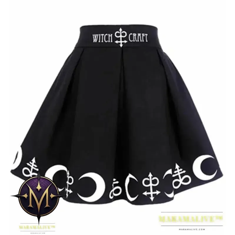 Gothic Moon Print Skirt | Unique Moon Skirt for Women