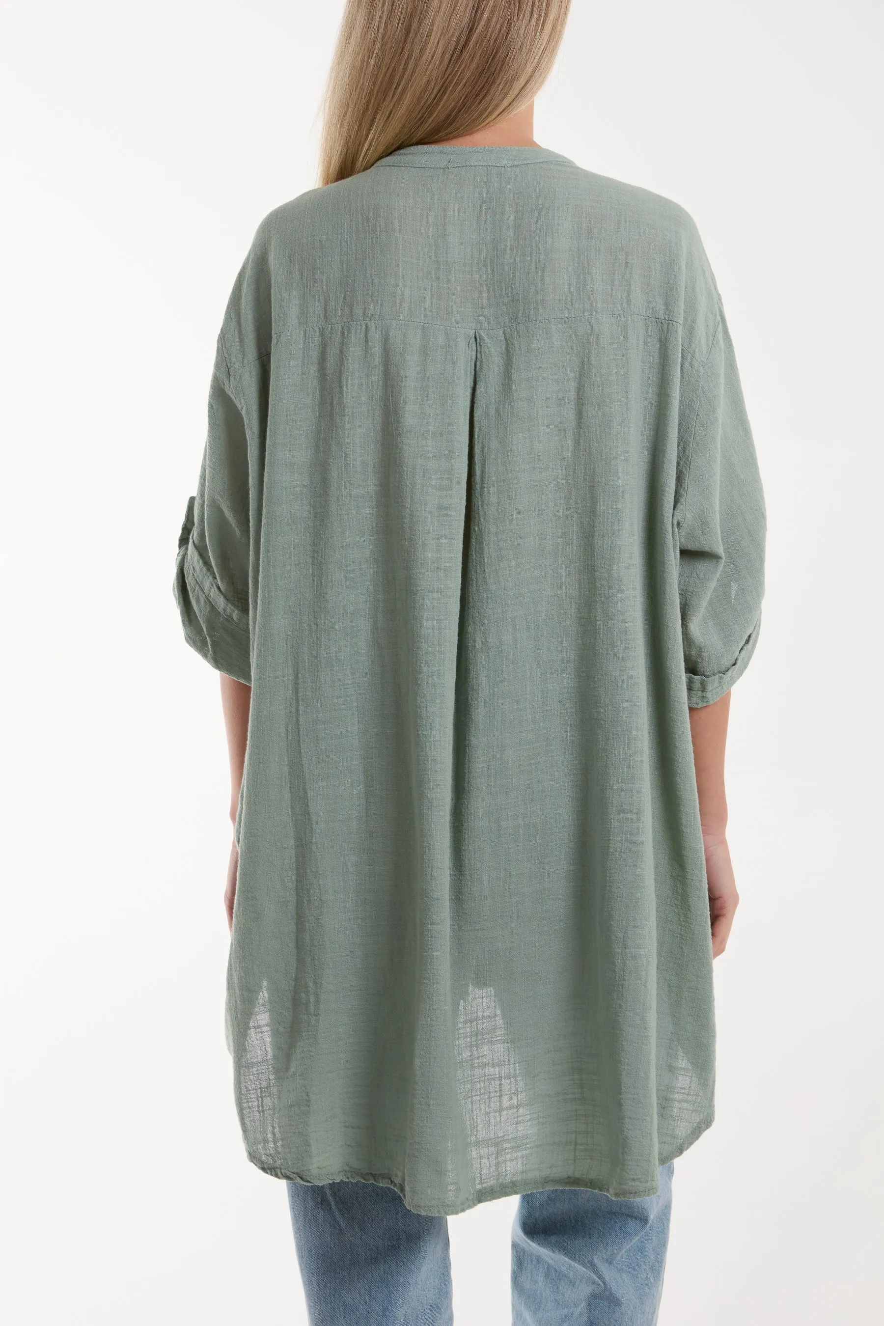 Grandad Collar Cotton Shirt