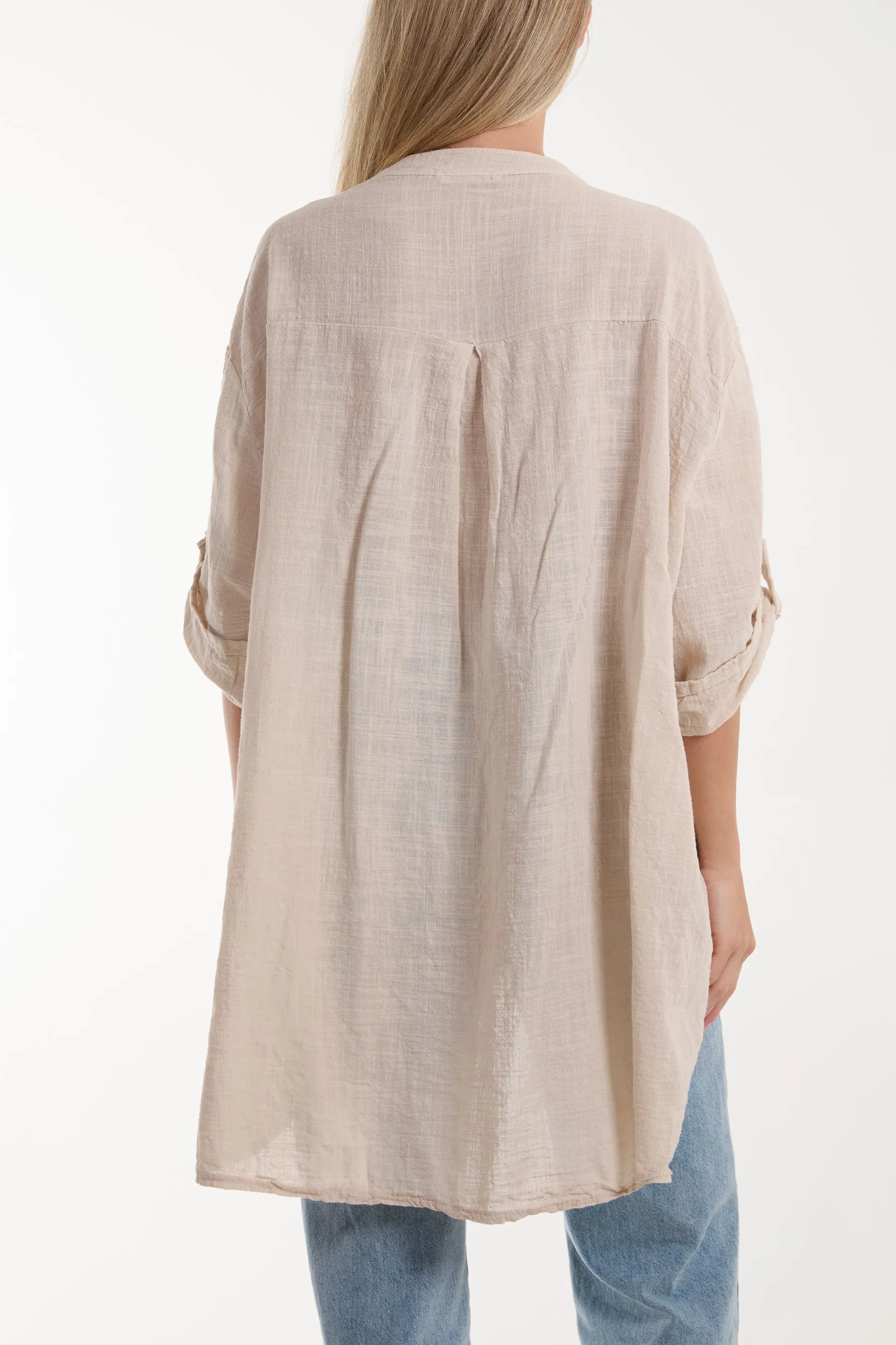Grandad Collar Cotton Shirt