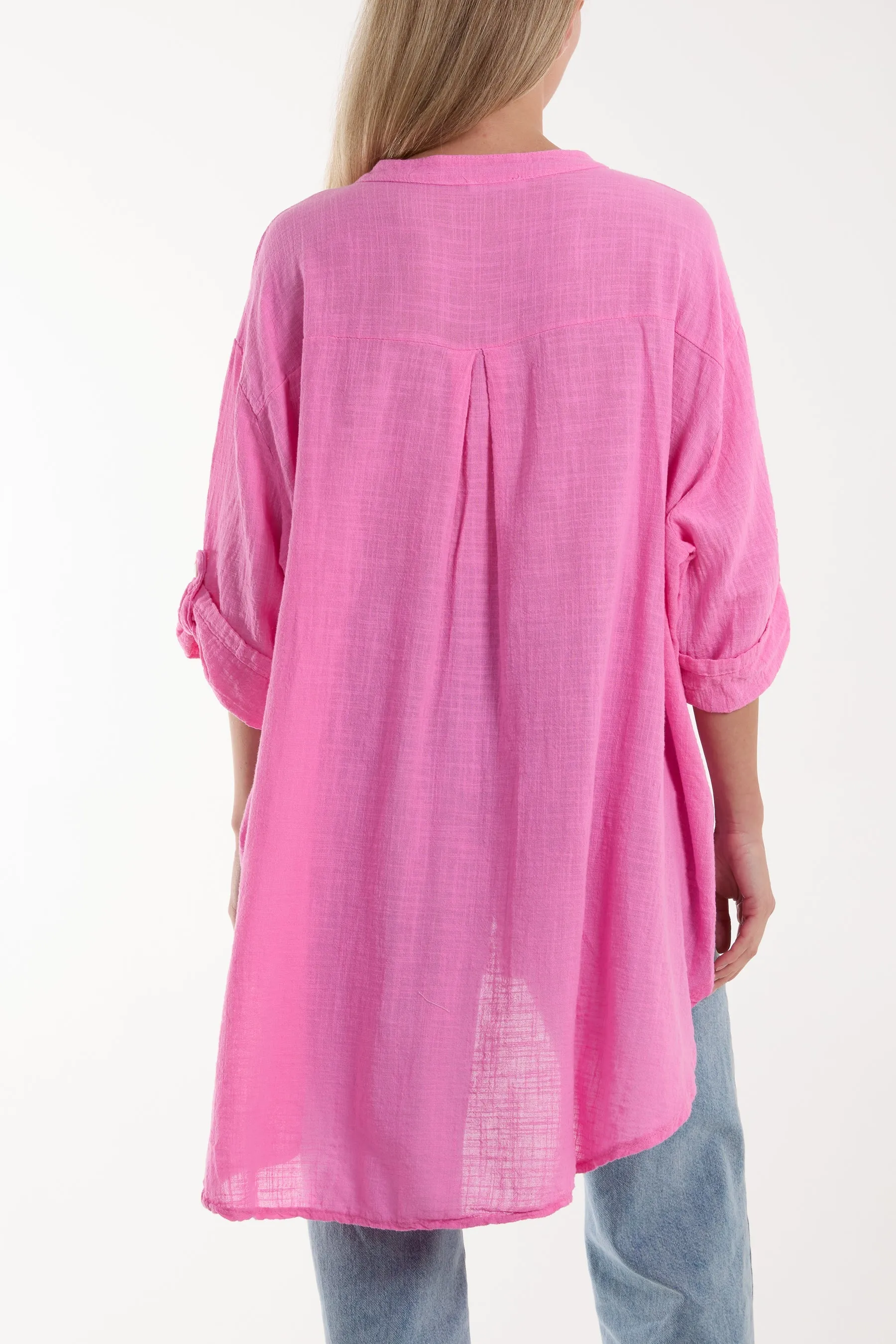 Grandad Collar Cotton Shirt