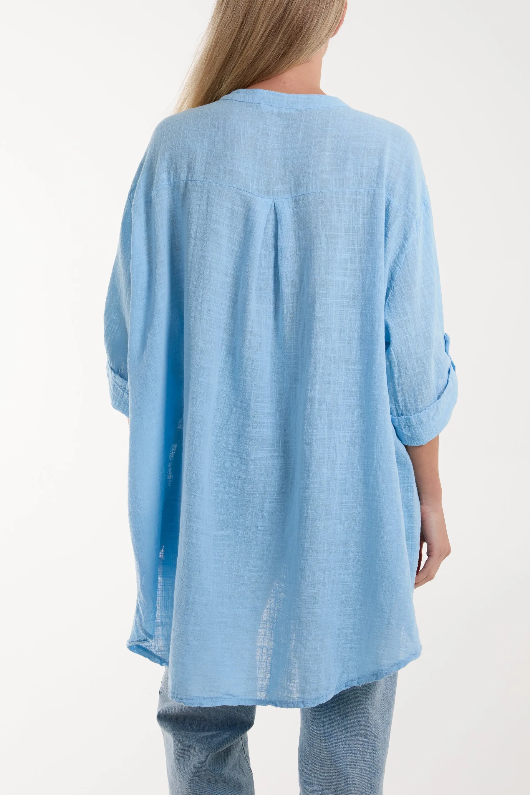 Grandad Collar Cotton Shirt