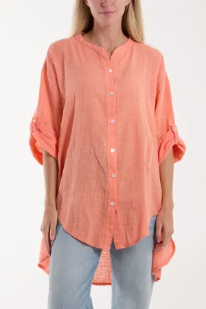 Grandad Collar Cotton Shirt