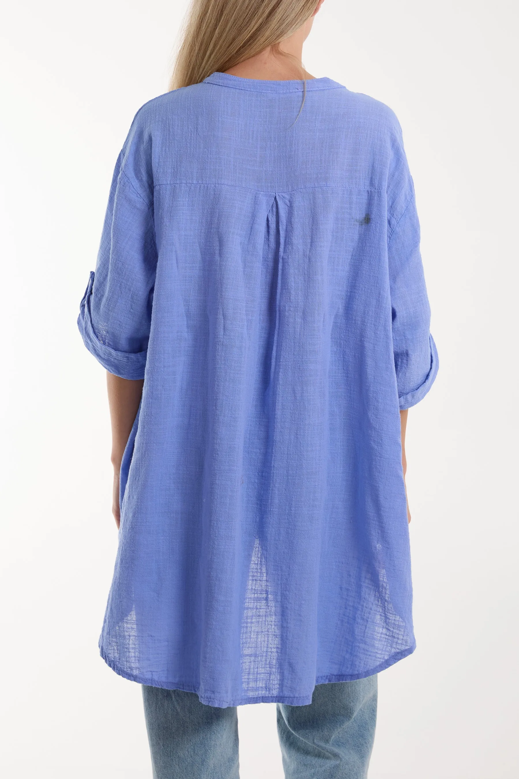 Grandad Collar Cotton Shirt