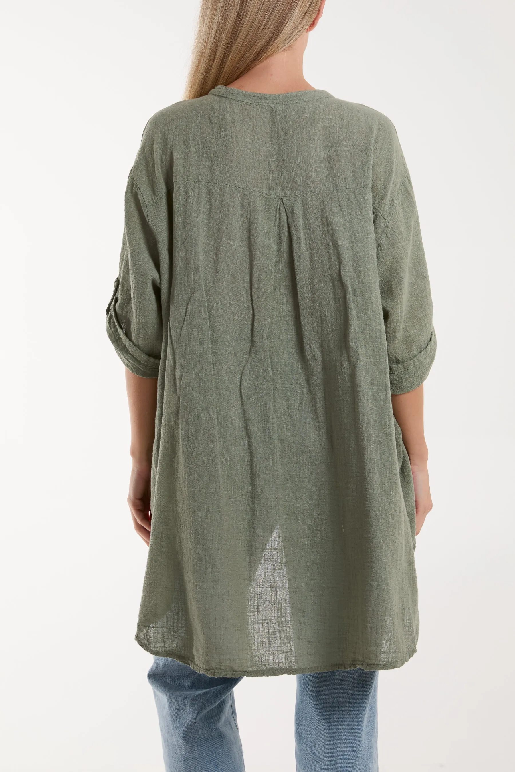 Grandad Collar Cotton Shirt