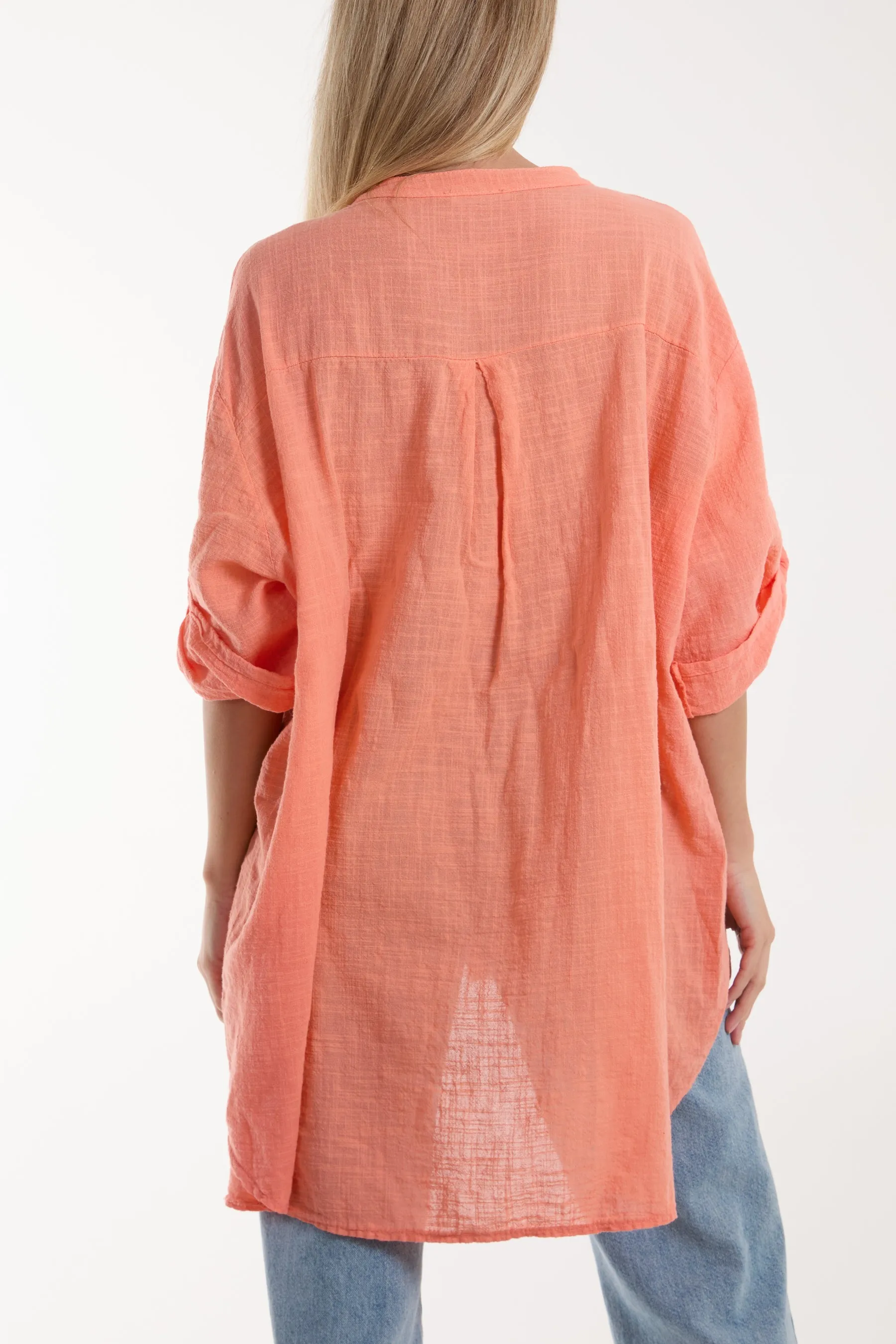 Grandad Collar Cotton Shirt
