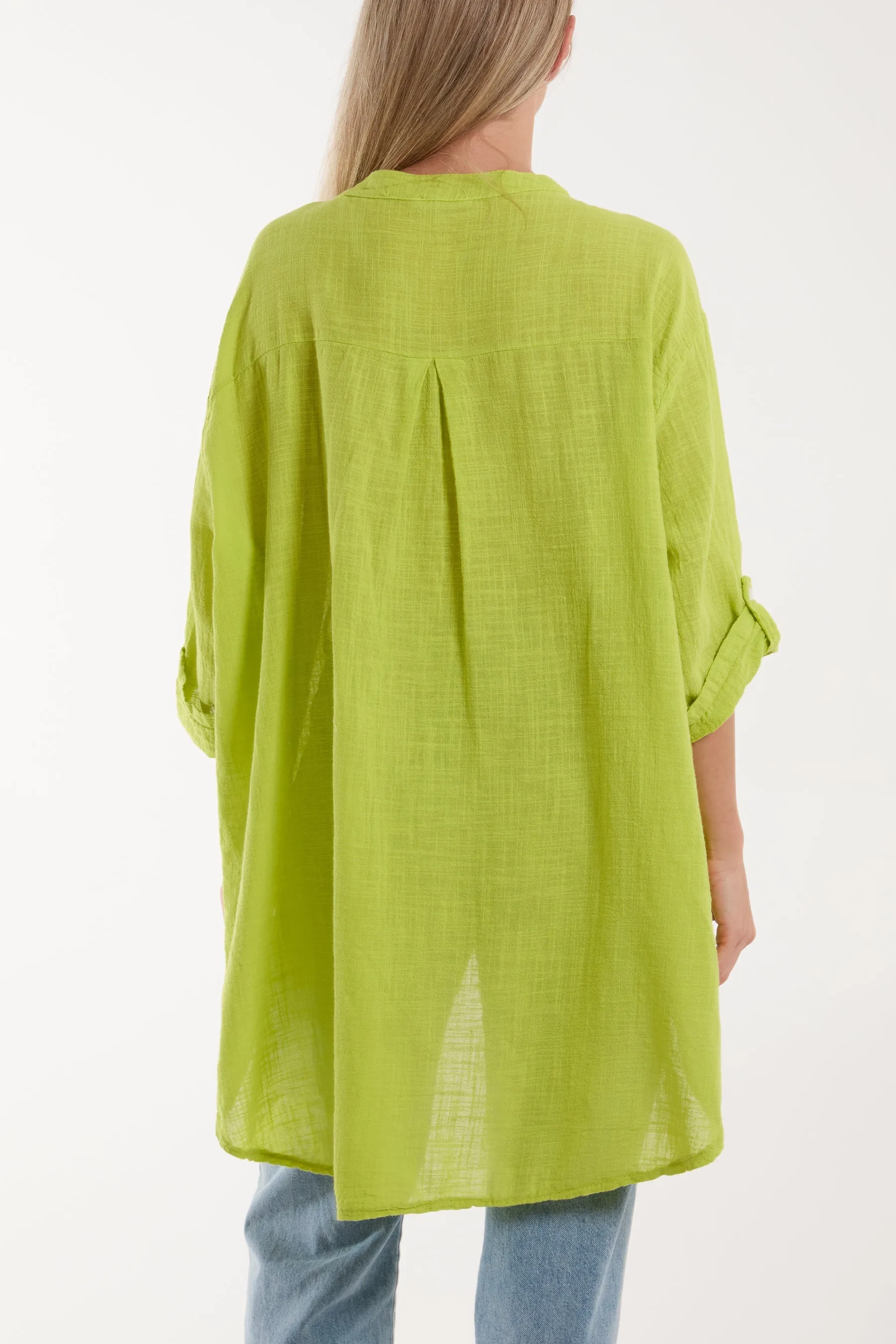 Grandad Collar Cotton Shirt