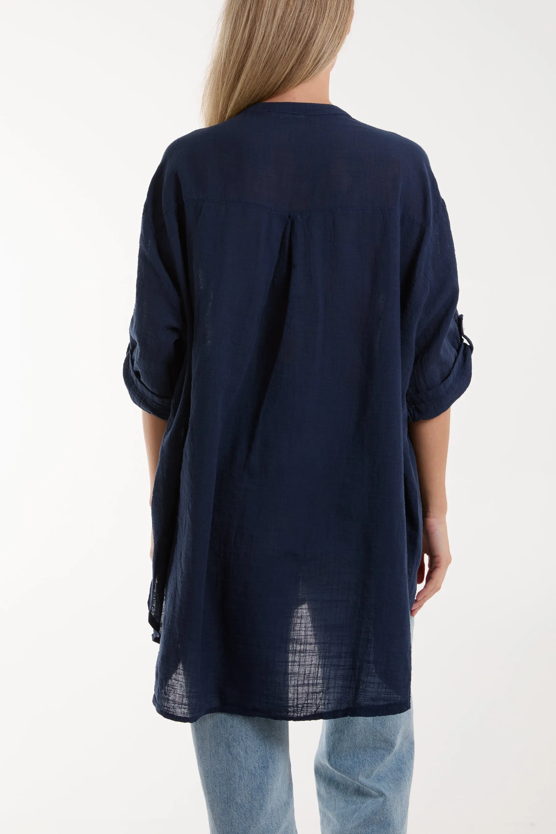 Grandad Collar Cotton Shirt