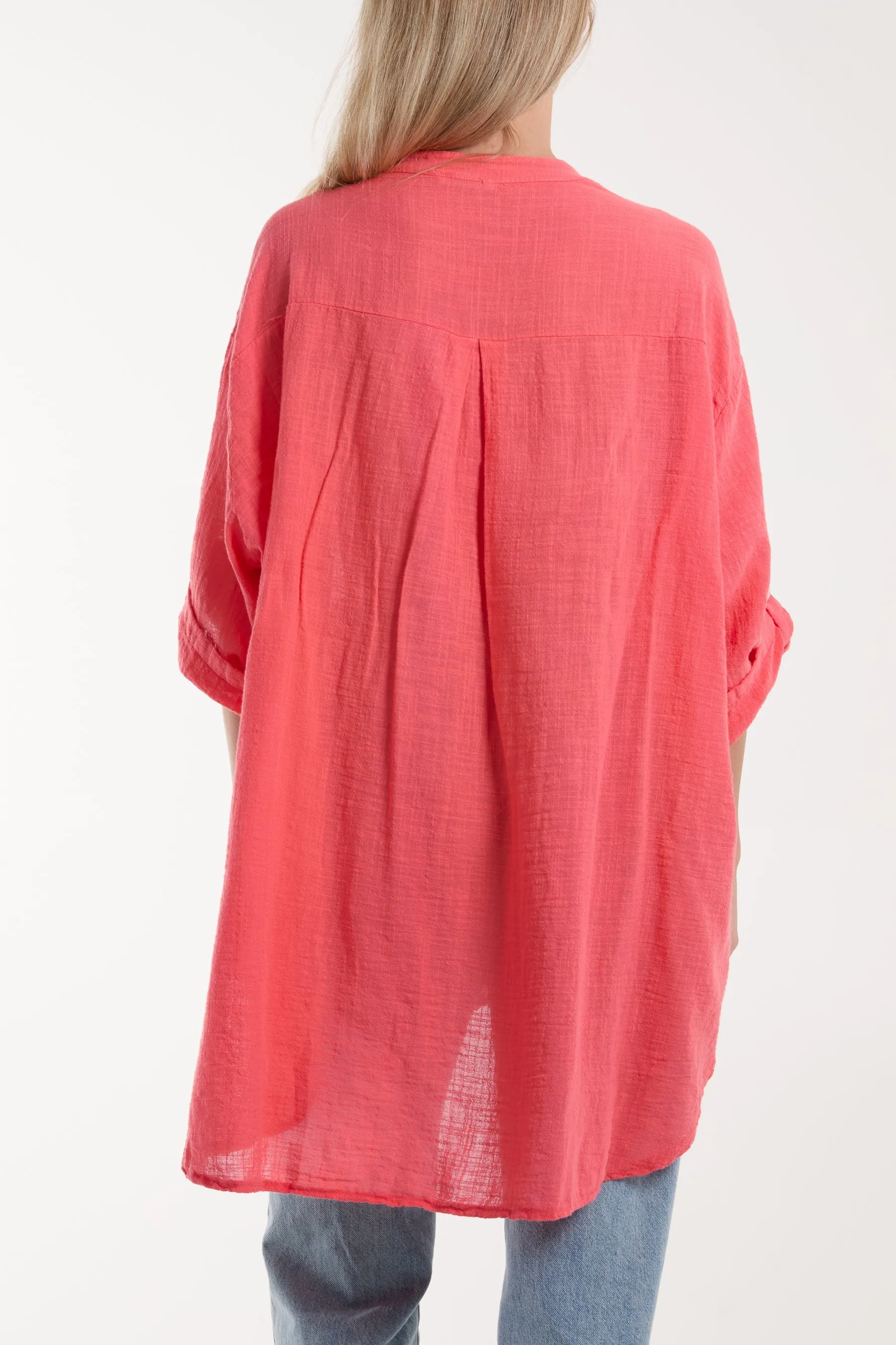 Grandad Collar Cotton Shirt
