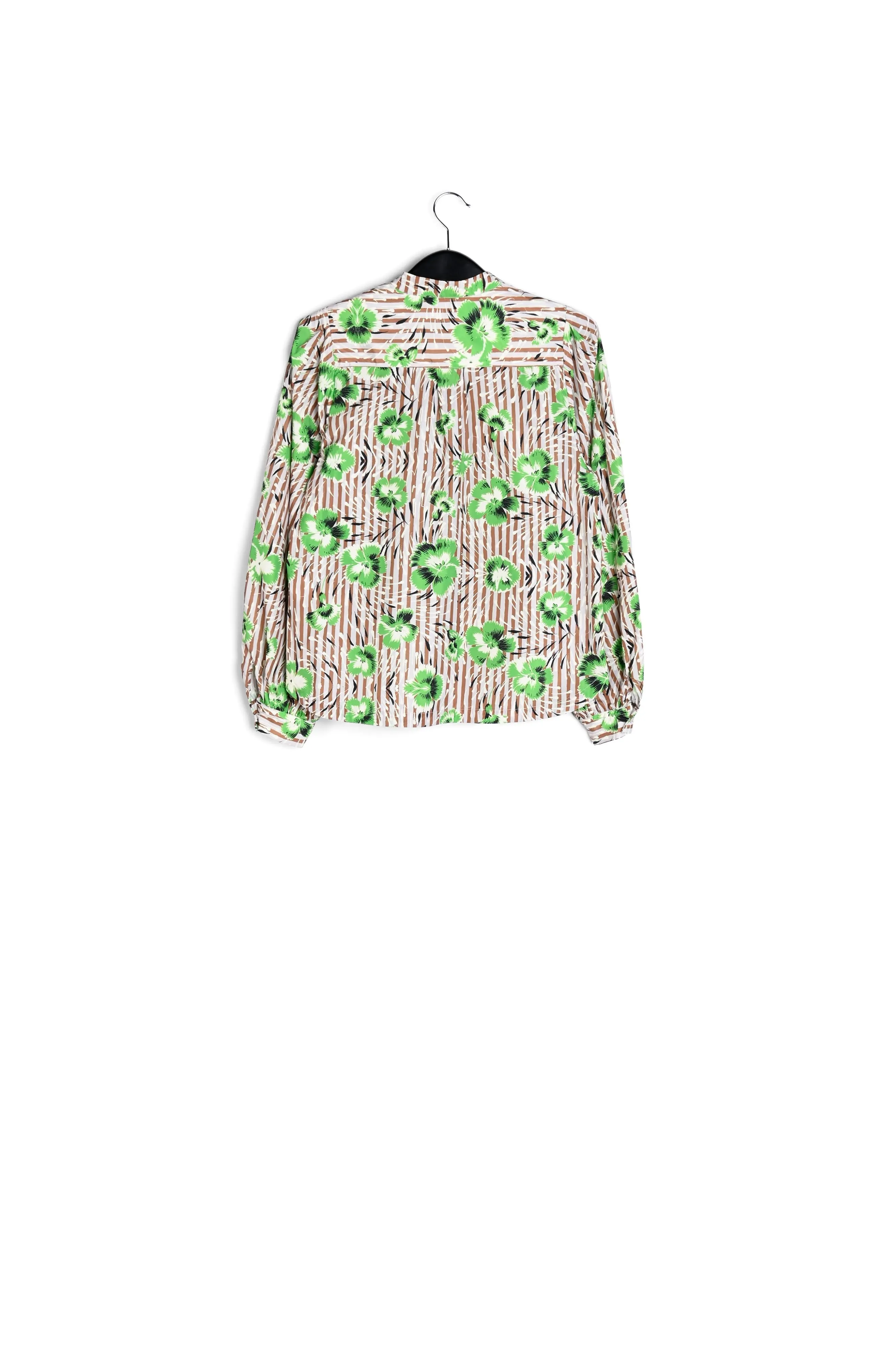 Green puffed-sleeve top