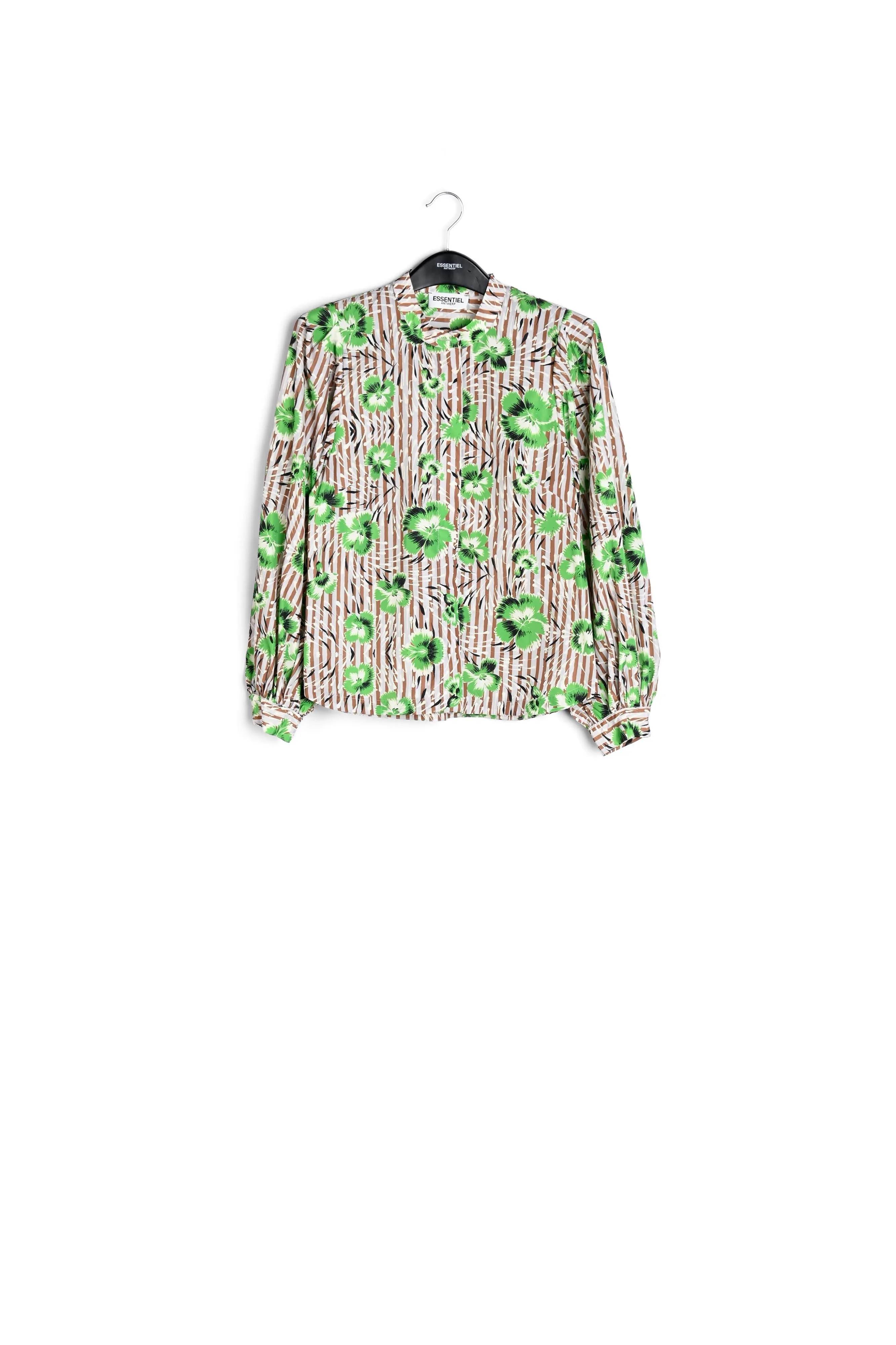 Green puffed-sleeve top