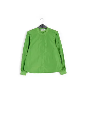 Green puffed-sleeve top